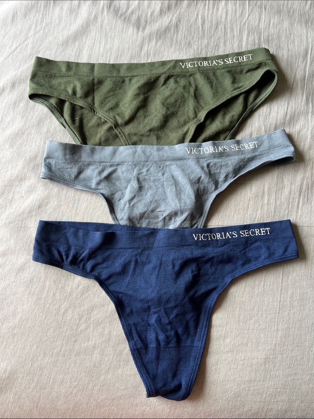 Victoria's Secret Panty Set - Olive, Light Gray, Navy